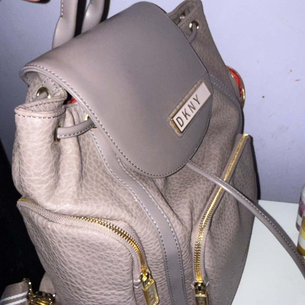 DKNY Taupe Leather Backpack